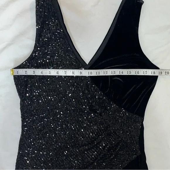 Bailey 44 Eva Sequin Velvet Surplice Wrap Tank Top Large Black Sparkly Sexy - Picture 11 of 16